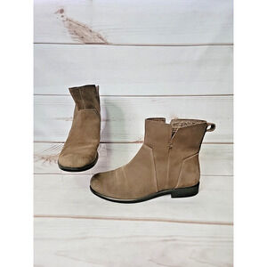 Ecco Womens US Size 7 Touch 15B Brown Suede Leather Slip On Ankle Boots Booties